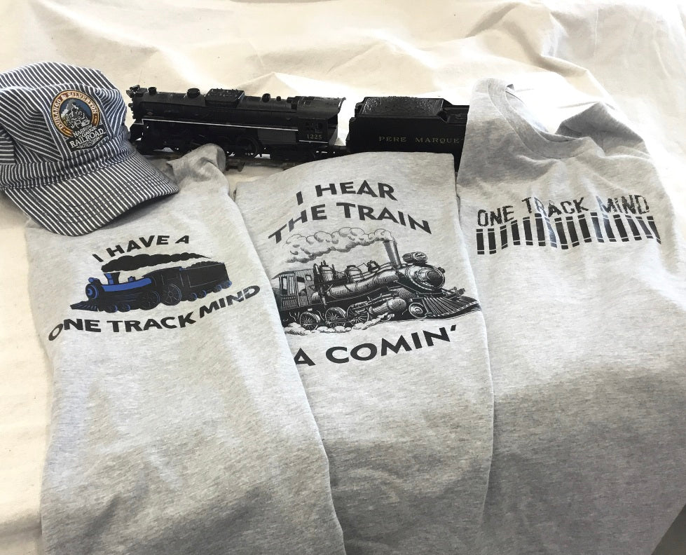 Steam Locomotive Train light Grey T-shirt Funny One Track Mind I Hear the Train a Comin' Bella -Canvas cotton trin tracks
