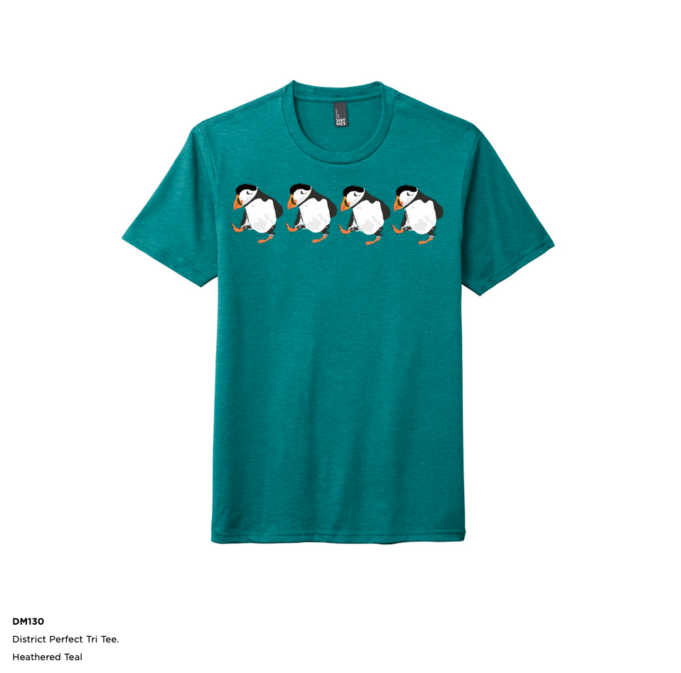 t shirt puffins bird penguin like District brand triblend Heathered Teal Alaskan